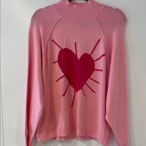 NWT Kerri ROSENTHAL Pink Heart turtleneck sweater size m